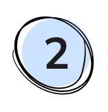 Scribbled circle with light blue background with 2 in the middle.