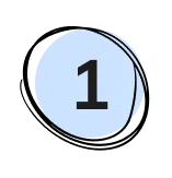 Scribbled circle with light blue background with 1 in the middle.