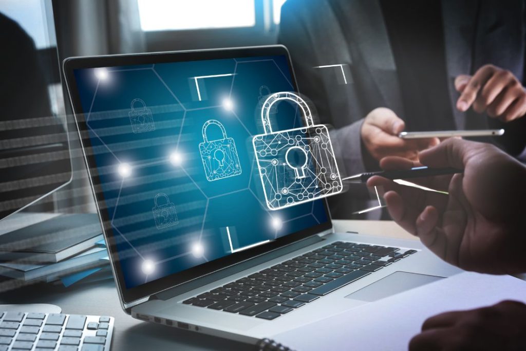 Image of a computer with a lock over it